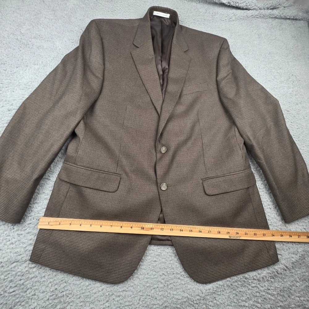 Chaps Sport Coat Men 44R Brown Micro Houndstooth Two Button Blazer Classic Fit